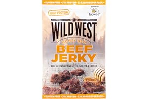 Wild West Beef Jerky, Honey BBQ 25g, high Protein Viande séchée, Beef Jerky Snack protéiné, Bœuf séché