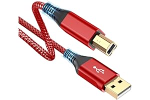 SWEGUARD Kabel USB do drukarki, kabel skanera 3 m, USB 2.0, kabel USB A na USB, do drukarki USB, kompatybilny z HP, Dell, Canon, Epson, Lexmark, Xerox, Brother, Samsung, Pixma – czerwony