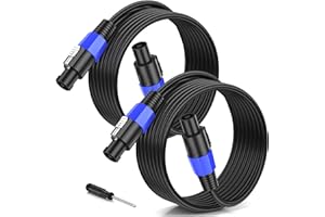 Jumwa 2M 2pack Cavo Speakon per Altoparlante Cavi Speakon M-M per Amplificatore audio 12 Guage Cavo con Twist Lock DJ/PA per l'audio Pesante