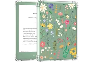 MoKo Case for 6" ALL-New Kindle (11th Generation-2024/2022 Release), Ultra Clear Soft Flexible Transparent TPU Skin Bumper Back Cover Shell, Clear & Flower