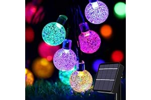USEBER Solarne łańcuchy świetlne 24Ft 50 LED Zewnętrzne łańcuchy świetlne Ogród Kryształowa kula Dekoracyjne światła Wodoodporne wewnętrzne lampki choinkowe do domu, ogrodu, patio, imprezy, podwórka, bożego narodzenia (Kolorowy)