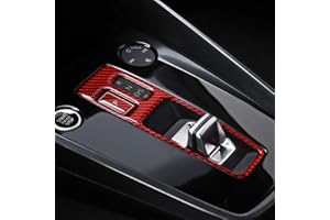 BETTERHUMZ Karbonfaser-Schaltknauf-Rahmenabdeckung, kompatibel mit Audi A3 8Y S3 RS3 Sportback 2021–2025, Auto-Mittelkonsole, Schalthebel-Panel-Aufkleber, Innen-Tuning-Zubehör (rot)