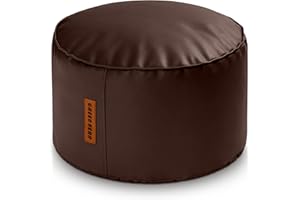 ‎GREEN BEAN Green Bean Sitzhocker aus Kunstleder - Pouf mit EPS Perlen Füllung - 43 x 30 cm - perfekte Ergänzung zum Sitzsack - Sitzwürfel Sitzkissen Hocker Fußhocker - Dunkelbraun