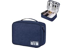 LTLSZRN Kabeltasche, Kabel Organizer Tasche, Kabel organizer reise, Reise elektronik tasche, Ladekabel organizer, Travel organizer, ladekabel tasche, Elektronik Zubehör Organizer(Dunkelblau)