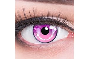 Meralens Lenti a Contatto Colerate 'Anime Arc 2 Violet' – Cosplay Viola senza Gradazione - con porta lenti a contatto - ideali per Manga Anime Halloween – Durata 1 Anno - 1 Coppia senza correzione