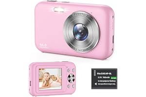 UMIPYIZA Appareil Photo Numérique Compact, 1080P 44MP Appareil Photo Enfant avec 16X Digital Zoom et Flash, Rechargeables Appareil Photo pour Enfant,Adolescent, Adulte, Débutant (Rose)
