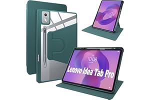 Lemxiee Funda para Lenovo Idea Tab Pro Case Funda Protectora con Soporte Plegable/con Ranura para bolígrafo,Funda de Cuero PU + acrílico Transparente para Lenovo Idea Tab Pro 2025 12.7" Cover