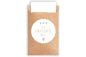 Plantvibes 100 Sobres y 100 Pegatinas de Lágrimas de Felicidad de Papel Natural en Estilo Vintage para la Boda, Pañuelos, Mitones y Joyas