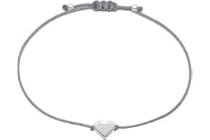 Selfmade Jewelry Bransoletka damska w kształcie serca, srebrna, ręcznie robiona makrama, bransoletka z serduszkiem, regulowany rozmiar, w zestawie opakowanie na prezent