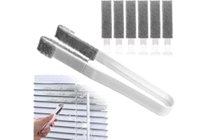 KISSTTA Szczotka do czyszczenia żaluzji okiennych, szczotka do czyszczenia małych pomieszczeń, z 6 wymiennymi głowicami, miotełka do kurzu do drzwi i szyn okiennych, klimatyzatorów