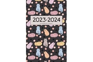 Academic Diary 2023-2024 A5 Week To View | Cute Cats Playing With Balls Hardback: Small Mid Year Planner | August 2023 - July 2024 | UK Holidays & Moon Phases