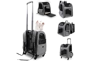 TOWEBOORY Trolley Stil Erweiterbar Katzenrucksack, Transportbox Katze mit Rädern 360° Drehbar Atmungsaktives Mesh Hunderucksack Katzenrucksack mit Trolley für kleine Hunde und Katzen bis 15 KG