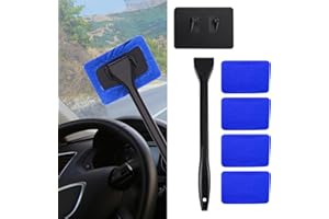 deemars Limpide Ventanas para Coches, Limpicoche con 4 Almohadillas de Microfibra Reutilizy Lavables, Limpiador de Vidrio de Accesorios Interiores de Automóviles para Limpiaparabricoches (Azul oscuro)