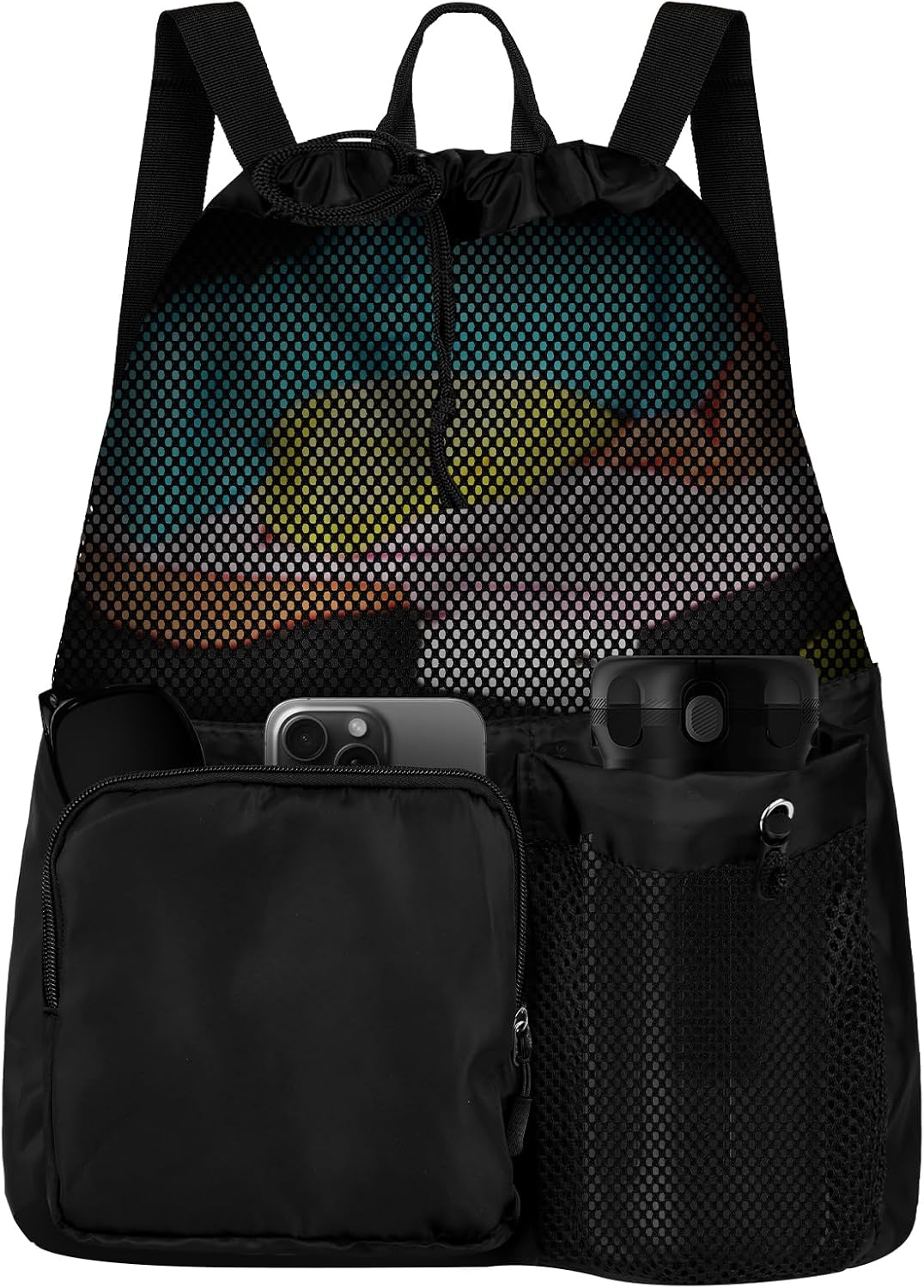 Alaoo Mochilas de Cuerdas, Mochilas de Malla para Playa,Bolsa de Natacióncon Bolsillo Impermeabl,Bolsa Deportiva Unisex Impermeable para Viajes, Playa, Natación