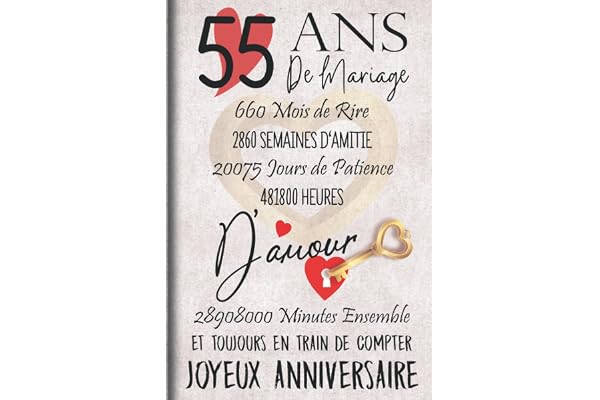 55 Ans de Mariage et Toujours en train de Compter: Cadeau d'anniversaire 55ans de mariage pour les couples, carnet ligné, 100 pages, 6 po x 9 po (15,2 x 22,9 cm)