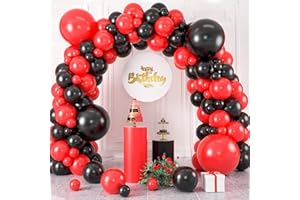 KEPMOV Red and Black Balloon Arch Kit, Black and Red Balloon Garland Kit, Red Black Latex Balloons Different Sizes 18/12/10/5 inch for Wedding Bridal Shower Birthday Bachelorette Graduation Party Decorations