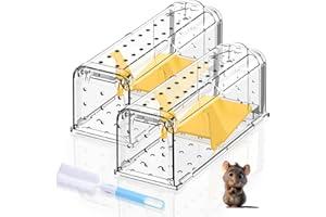 VCLOO Humane Mouse Traps for Indoor Outdoor: Mouse Traps for indoor, Pets and Children Friendly, Live Catch and Release Includes Cleaning Brush, Washable, Reusable Rodent Mouse Trap No Kill (2, Yellow)