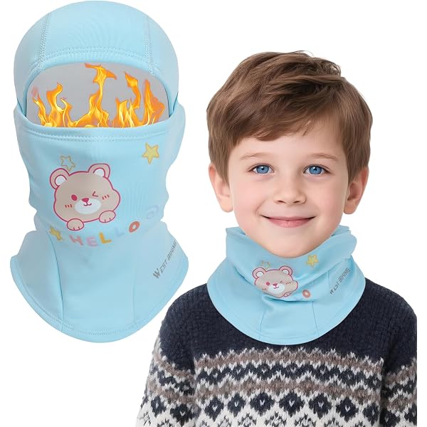 Acquista Passamontagna da sci per bambini - Scaldacollo da sci per bambini all'aperto e scaldacollo in pile per bambini con cappuccio con fodera per casco - Cappello da sci per ragazzi e