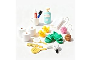 QXRXN Wichtel Zubehör, 17pcs Wichtelzubehör Bad Set Weihnachten Puppenhaus Zubehör Deko, Weihnachtswichtel Wichtel Wasch Set Miniatur Badezimmer Zubehör mit Slippers Ente Klopapier Rollen