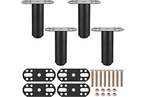 HMKESOTERIC 4 Pezzi Piedi Letto Regolabili 12-18cm, Gambe per Mobili, Rete a Doghe, Tavolo, Divano, Armadio - Metallo