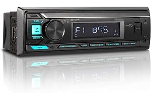 Pyle marinradio stereo med Bluetooth MP3-spelare – Single DIN ljudsystem för båt, AM/FM-tuner, USB/AUX-ingång, 30 förinställda stationer, handsfree-samtal, 200 W effekt för marin- och båtanvändning