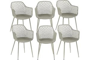 buybyroom Juego de 6 sillas de jardín Moderno, Reclinables, Gris, 120 kg