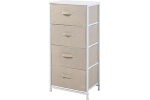 ‎SVITA SVITA NELJA Schubladenschrank Ordnungssystem Regal Metall mit Stoff-Boxen Metall-Regal Weiß/Beige