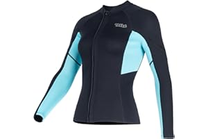 X-MANTA Combinaison en néoprène pour femme - 1,5 mm - Veste thermique à manches longues - Pour le surf, la natation, la plongée avec tuba