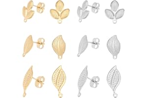 UNICRAFTALE - Fornituras para aretes de Flores Doradas, 304 de Acero Inoxidable, Filigrana, componente de Oreja con Tapones de Mariposa y Bucle, Tuercas de Oreja de 0,7 mm, para Hacer Joyas