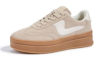 LUCKY STEP Damskie buty na platformie modne trampki gruba podeszwa zamszowa prawdziwa skóra klasyczna gumowa podeszwa niskie buty do chodzenia na co dzień