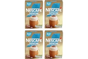 Coffee Multipack With 4x Nescafe Cappuccino Unsweetened Taste Decaf Gold Mix Coffee Boxes - 32 Nescafé Cappuccino Coffee Sachets - 8 per pack with Unique Gift Harbour Coffee Guide