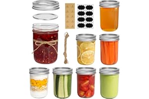 ComSaf Mason Jars - Set di 8 barattoli con coperchi ermetici in metallo, 8 once