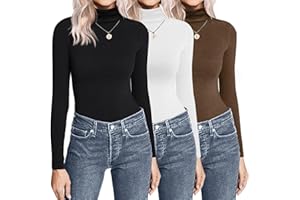 Ekouaer Damen 3-teiliges Rollkragen-Shirt, langärmelig, leicht, Basic, schmale Passform, weiche Thermounterwäsche, Tops (S-XXL)