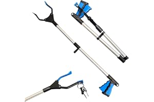 khzer 32"Aluminum Litter Pickers, Foldable Reaching Aids for Adults & Disabled with 360° Rotating Head and Magnetic Claw - Lightweight Litter Pickers for Adults- Multipurpose Grabber Stick