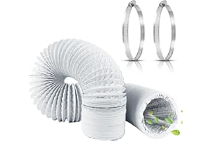 ONPERPOE Abluftschlauch 100mm Alu Flexrohr Länge 5M Weiß PVC Alurohr Lüftungsschlauch Schlauch mit 2 Stahlreifen Klimaanlage Schlauch Abluftschlauch Klimagerät für Klimaanlagen Wäschetrockner Abzugshaube