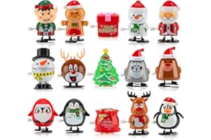 LATERN 15Pcs Christmas Wind Up Toys, 5CM x 7CM Christmas Clockwork Toys Mini Santa Claus Snowman Penguins Jumping Walking Toy for Kids Adults Christma Stocking Stuffers Party Bag Filler