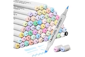 Arrtx 66 markerów alkoholowych w pastelowych kolorach, Oros Dual Tip (pędzel i dłuto), markery do szkicowania dla artystów, studentów, markerów pędzlowych do szkicowania, kolorowania, kaligrafii,
