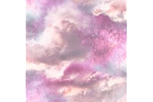 Arthouse Diamond Galaxy Pink & Purple Blush Cloud Wallpaper - Create a Space or Mystical Theme - Embedded with Sparkling Glitter for Extra Effect - Fabulous Pasted on a Ceiling 260009