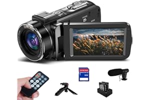 CENZOAR 4K Videokamera Camcorder, 10X Optischer 120X Intelligenter Zoom Vlogging Kamera, 30 MP Autofokus Webcam Camera mit Stativ, 3,0-Zoll-IPS-Touchscreen, Mikrofon, 32 GB SD Karte, 2 Batterien für YouTube