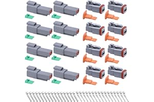 PEESHON Kit Connettori DT,8 Sets Impermeabile Auto Connettore Elettrico DT, 2 Pin Connettori per Cavi Automobilistici per Auto,Moto,Camion,Barca