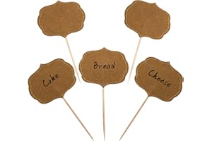BLUE TOP 50 Pieces Cupcake Picks Blank Toothpick Flags Cake Toppers Cheese Markers Buffet Labels for Charcuterie Board Food Tags Toothpick Signs for Wedding,Birthday Party,Dinner Decorations Supplies.