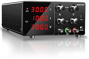 RUZIZAO Laboratory Power Supply Adjustable Laboratory Power Supply 30 V 10 A Variable Switching Power Supply Regulated High Precision 4-Digit LED Display 5 V/2 A USB Connection Laboratory DC Power