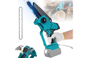 LIVOWALNY Mini tronçonneuse sans fil 1200W de 6” pour Makita sans fil 18 V, moteur brushless, tronçonneuse sans fil pour jardin, projets de bricolage (Sans Batterie)