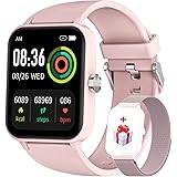 IOWODO Smartwatch Damen Herren 1,85 Zoll Uhren Fitness Tracker Uhr mit Schrittzähler Sportuhr Herzfrequenz Blutsauerstoff Sch