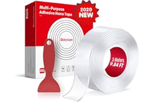 Baytion Cinta Adhesiva Doble Cara (3 Meters x 3 cm x 2mm) Transparente Nano Tape - Lavable Adhesivo extrafuerte de Doble Cara para Pegar Fotos y Pósters, Fijar Alfombras, Pegar Artículos (9.84FT)