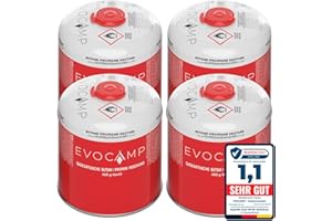 EVOCAMP 4X cartucho de gas Propano Butano 450g, cartucho de rosca europea 7/16", botellas de gas para camping 809ml, bombona de gas, puede utilizarse para barbacoas Weber de la serie Q100/1200