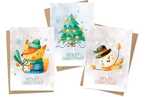 ‎KOKO LORA KOKO&LORA® Weihnachtliche Grußkarten im niedlichen Aquarell-Design für Groß- und Klein mit Fuchs & Schneemann