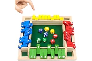 Ycaaeo Shut The Box Spiel, Shut The Box Jeu de Dés en Bois, Shut The Box 4 Joueurs, Shut The Box Goki, Dés de Jeux Bois, 4 Couleurs 8 Dés Shut The Box, pour Enfants et Adultes