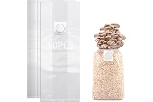 SULIUDAJI 10 Mushroom Spawn Grow Bag de,Bolsa de Cultivo de Hongos PP con Filtro de,Bolsa de Cultivo para Hongos Shiitake, Hongos Enoki