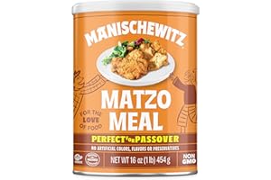 Manischewitz Matzo Meal, 454g Resealable Canister | Perfect for Coating and Baking | Kosher for Passover and Year Round Use